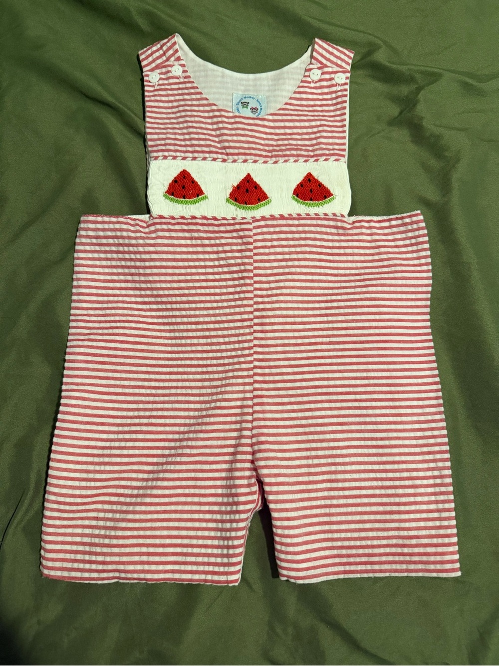 Children's Pink Stripe Watermelon Shortalls - 2T